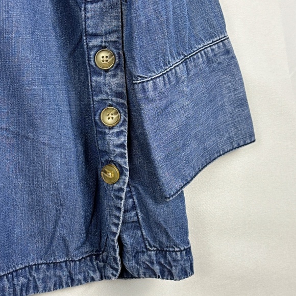 Chicos Long Sleeve Tunic Shirt Sz 2 = 12/14 Blue Tencel Denim Stapel Minimalist - Picture 3 of 10
